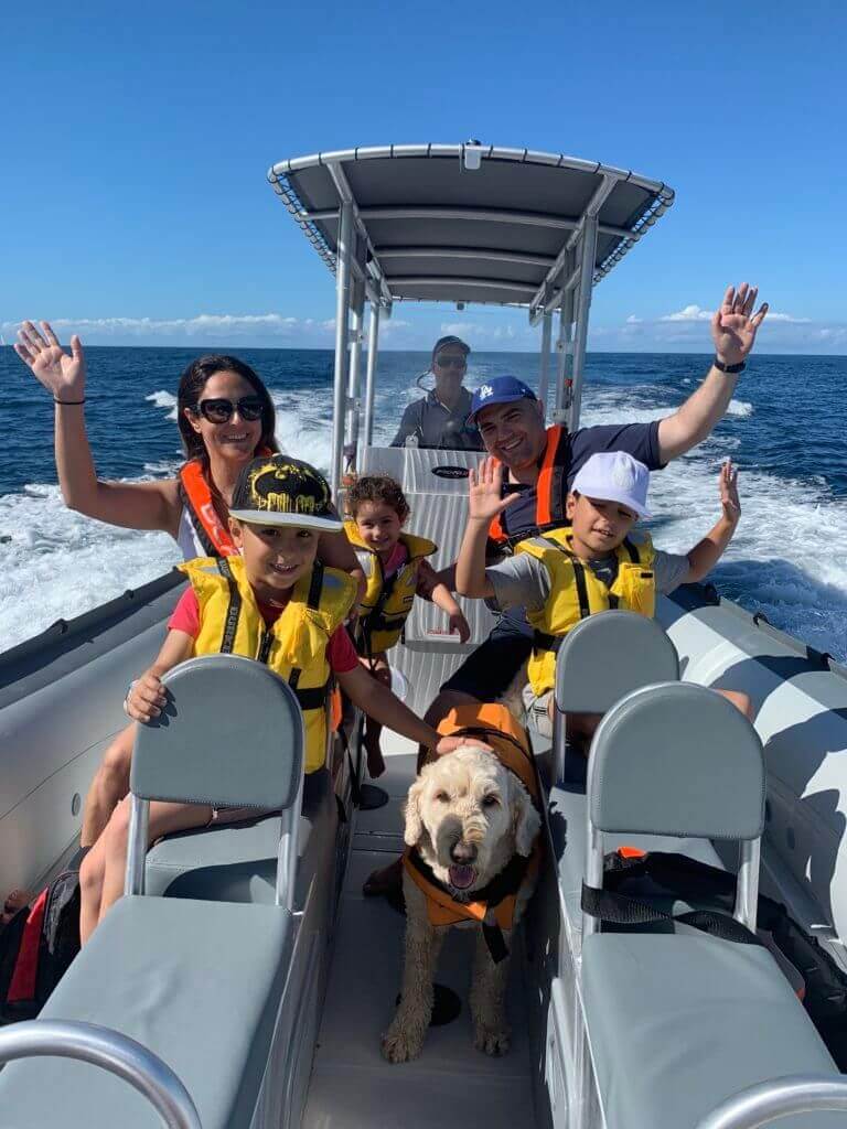 terrigal ocean tours with family and dog aboard 