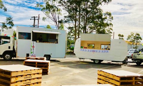 Fork n Knife Food N Groove Food Truck with Vintage Bar N Bean Coffee Festival catering 