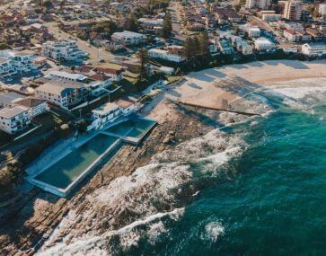 the entrance grant mcbride ocean baths from above