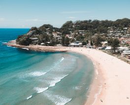 aerial of summery avoca beach