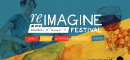 banner stating reimagine festival with the arts in background