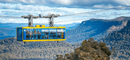 cable car over mountains