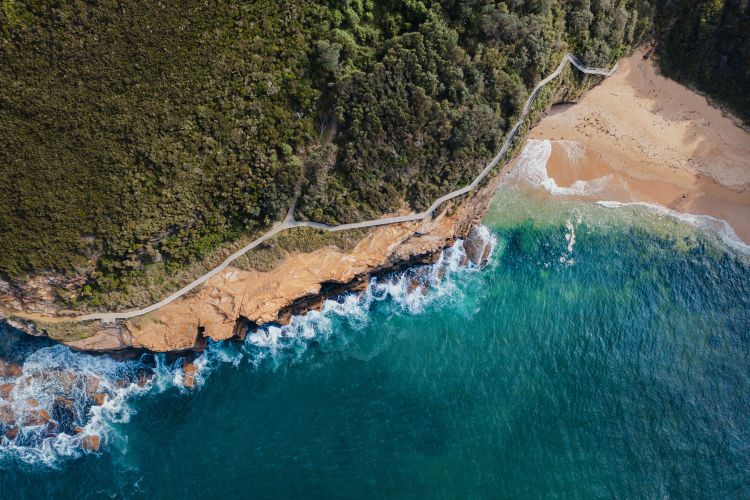 An aerial view of a beach